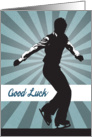 Male Figure Skater with Sunburst Background for Good Luck card
