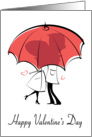 Couple Under Red Umbrella for Valentines Day card