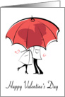Couple Under Red Umbrella for Valentine’s Day card