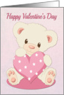 Teddy Bear Holding a Pink Heart for Valentines Day card