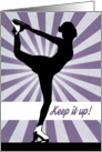 Female Ice Skater with Purple Sunburst for Encouragement card