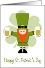 Cute Leprechaun with Beer and Shamrock for St. Patricks Day card