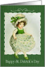 Retro Girl with Shamrock Background for St. Patricks Day card