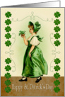 Retro Woman with Shamrocks for St. Patricks Day card