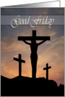 Jesus Crucifixion with Sunset Background for Good Friday card