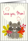 Sitting Raccoon with Foliage for Mothers Day card