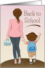 Back to School with Mother Walking Little Boy card