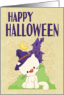 Cute Kitten with Witchs Hat for Halloween card