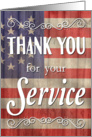 Thank You for Your Service with Flag for Veterans Day card