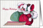 Vintage Girls with Sled Happy Holidays card