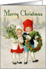 Vintage Children Illustration for Christmas card
