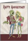 Zombie Couple with Sunburst Background for Anniversary card