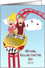 Couple Riding a Roller Coaster for National Roller Coaster Day card