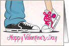 Boy and Girl Sneakers with Pink Background for Valentines Day card