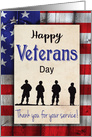 American Flag and Silhouette Soldiers for Veterans Day card