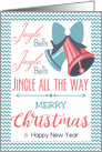 Red Blue Jingle Bells Typography Christmas card