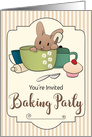 Invitation for a Baking Party with Bunny in Mixing Bowl card