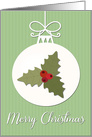 Holly Leaves and Berries on Christmas Decoration card