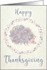 Hedgehog with Floral Back and Wreath for Thanksgiving card