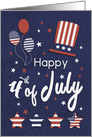 Happy 4th of July with Patriotic Hat and Balloons card