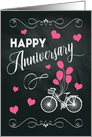 Happy Anniversary Chalkboard with Bike and Hearts for Spouse card