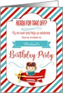 Airplane Birthday Party Invitation with Custom Name card