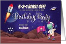 Custom Name Space Themed Birthday Party Invitation card