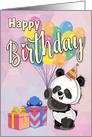 Happy Birthday with Panda and Balloons card