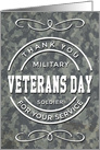Camouflage Veterans Day Thank You card