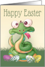 Funny snake with Easter Eggs for Happy Easter card