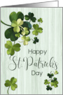 Watercolor Shamrocks with Wood Background for St Patricks Day card