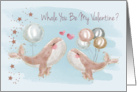 Whale You Be My Valentine with Balloons Hearts and Stars card