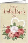 Rose Bouquet and White Heart for Happy Valentines Day card