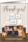 Thank You Pet Foster Family Volunteer with Pack of Dogs on Couch card