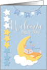 Welcome Baby Boy with Sleeping Fox and Moon card