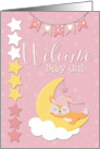 Welcome Baby Girl with Sleeping Fox and Moon card