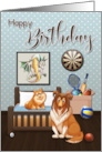 Bedroom with Games Dragon Picture and Dogs for Happy Birthday card