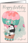 For Boyfriend Zebra in Hot Air Balloon for Happy Birthday Away at College card