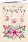 Pink Flower Bouquet and Butterflies for Sympathy card