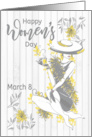 Sophisticated Woman with Grey Flowers for Happy Womens Day card