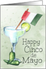 Margarita and Hot Peppers with Mexican Flag for Cinco de Mayo card