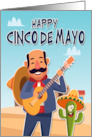 Guitar Player with Goofy Cactus with Mexican Hat for Cinco de Mayo card