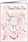 Hand Drawn Little Girl Dressed Up for Mothers Day card