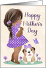 African American Girl in Purple Dress for Mothers Day card