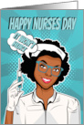 African American Nurse Giving a Shot for Nurses Day card