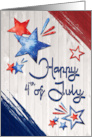 Happy 4th of July with Distressed Like Title and Wood Background card