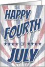 Happy 4th of July with and Distressed Like Text Wood Background card