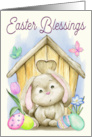 Easter Bunny with Colored Eggs for Easter Blessings card