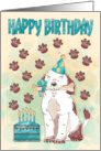 Happy Birthday with Watercolor Dog and Birthday Cake card