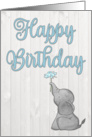 Happy Birthday with Cute Elephant Holding Flower card